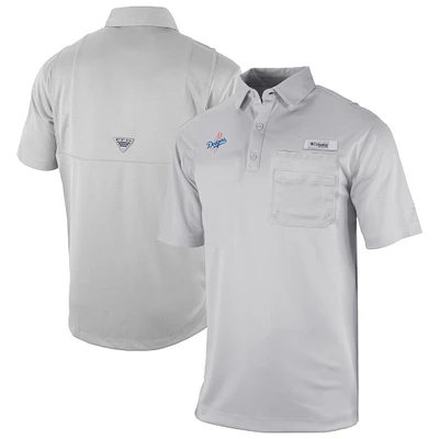 Men's Columbia Gray Los Angeles Dodgers Omni-Wick Flycaster Pocket Polo