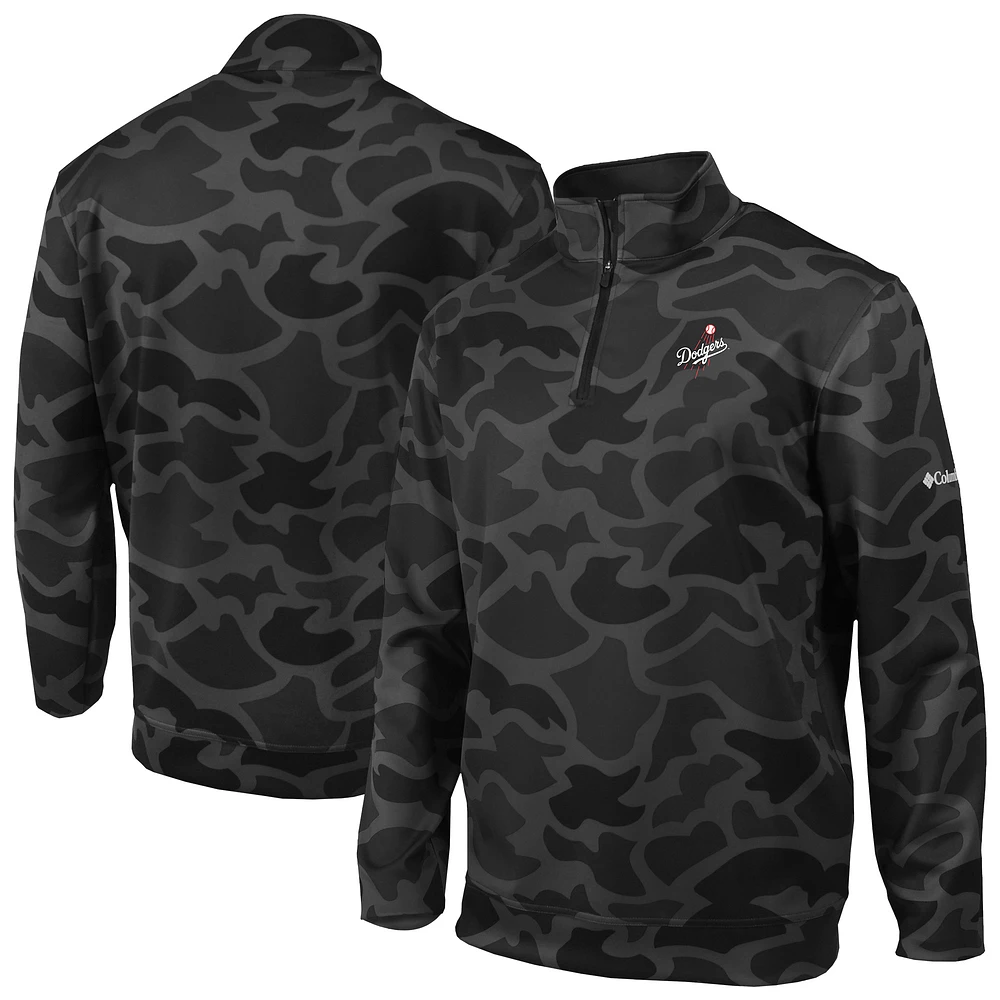 Men's Columbia Black Los Angeles Dodgers Wickham Hills Omni-Wick Quarter-Zip Jacket