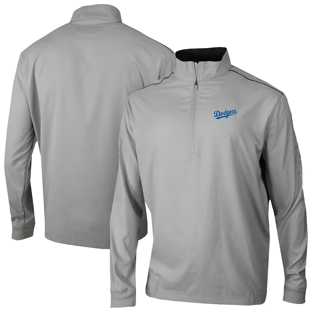 Men's Columbia Gray Los Angeles Dodgers Omni-Wick Bogey's Paradise Quarter-Zip Top