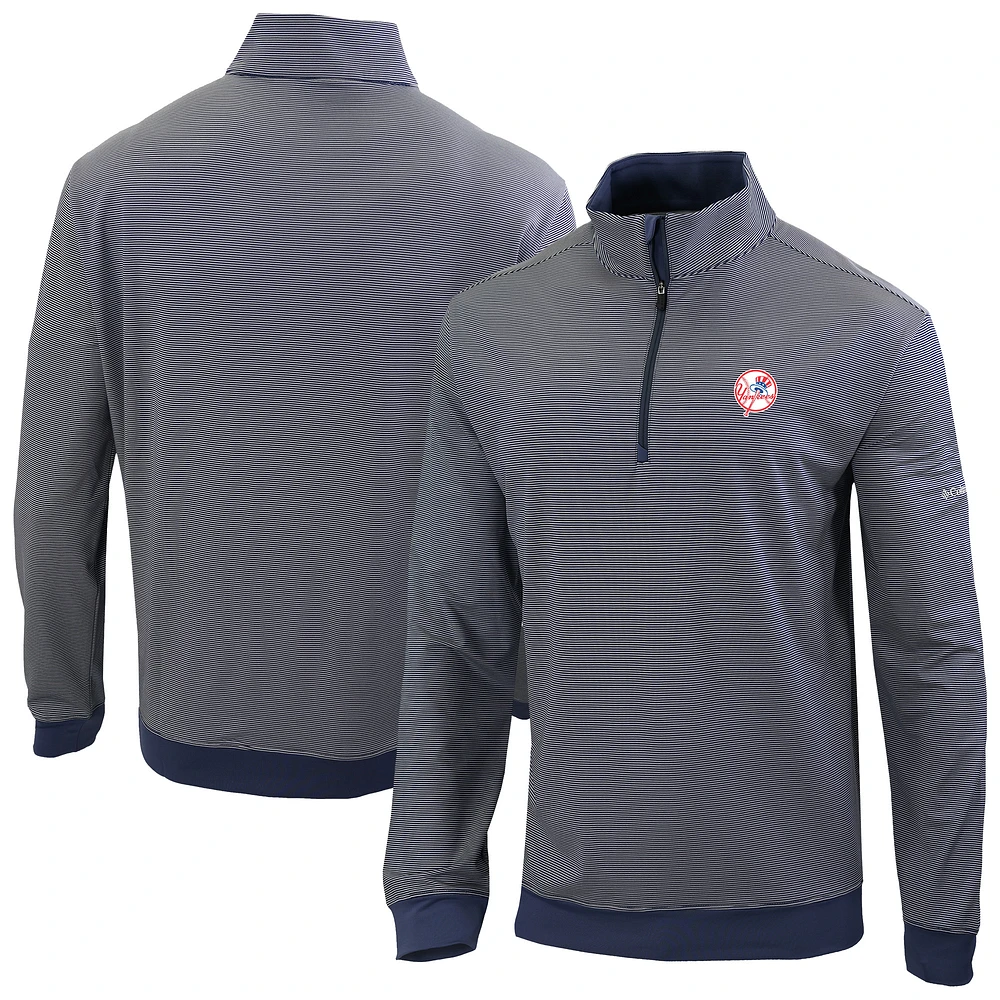 Men's Columbia Navy New York Yankees Omni-Wick Even Lie Quarter-Zip Pullover Top