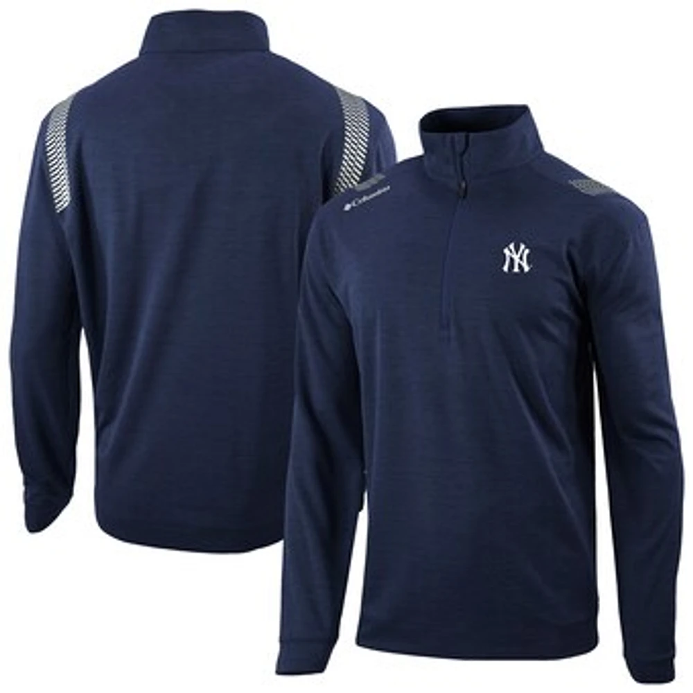 Men's Columbia Navy New York Yankees Oakland Downs Omni-Wick Quarter-Zip Top