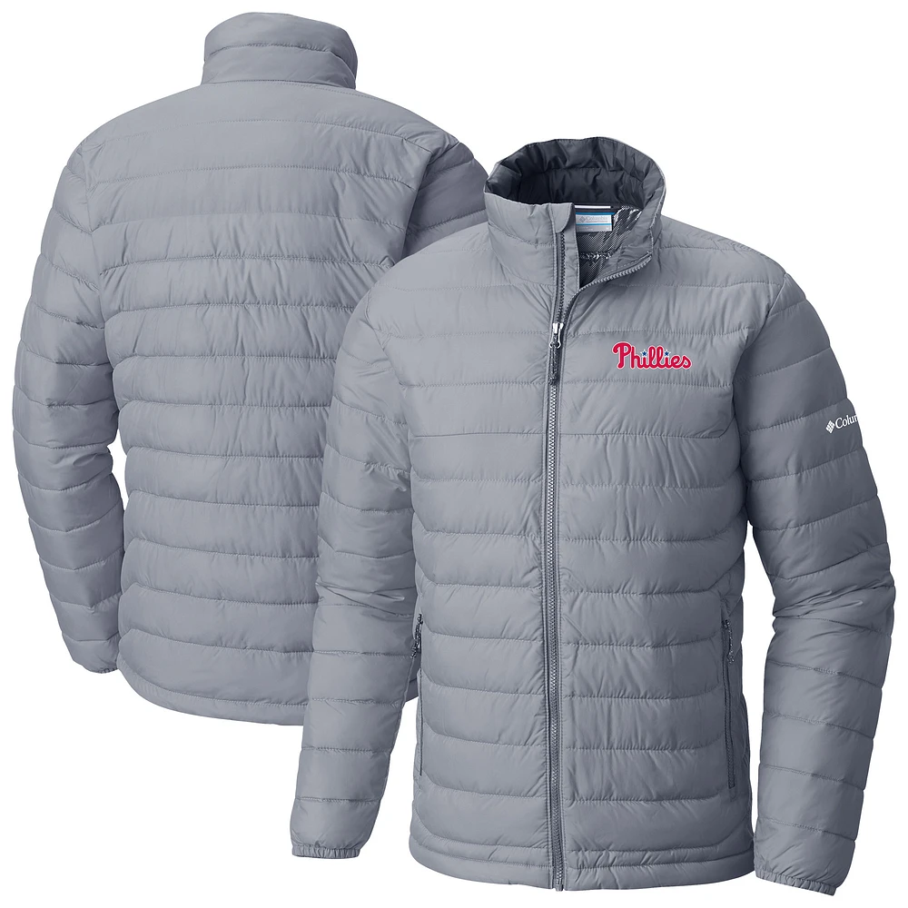 Men's Columbia Gray Philadelphia Phillies Powder Lite Omni-Heat Reflective Full-Zip Jacket