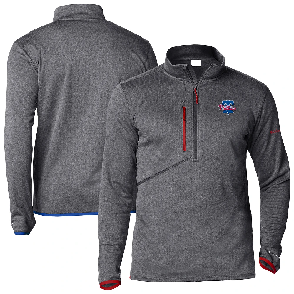 Men's Columbia Red Philadelphia Phillies Park View Omni-Wick Half-Zip Top