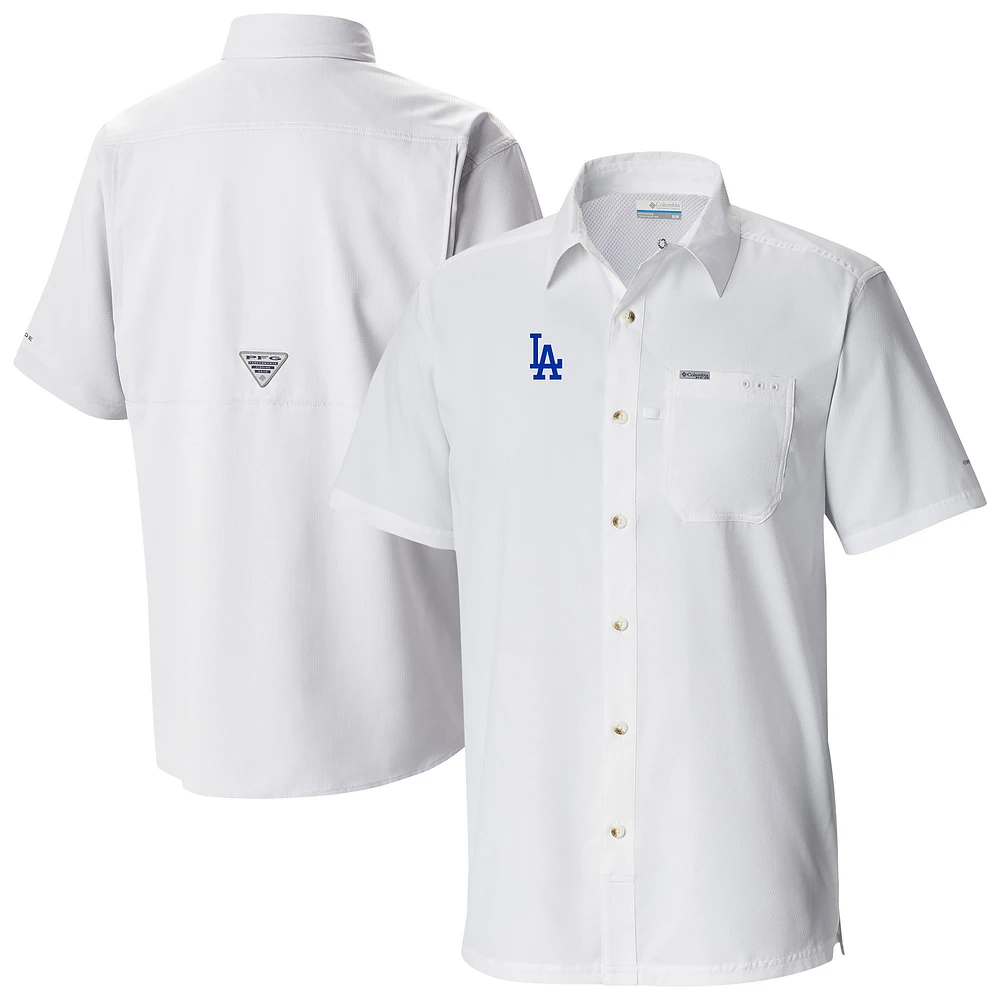 Men's Columbia Los Angeles Dodgers Slack Tide Omni-Wick Button-Up Camp Shirt