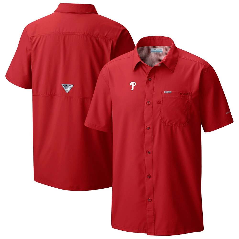 Men's Columbia Philadelphia Phillies Slack Tide Omni-Wick Button-Up Camp Shirt