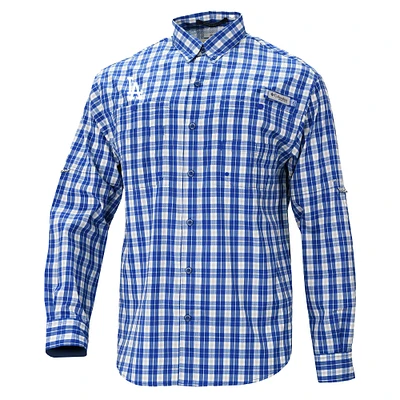 Men's Columbia Royal Los Angeles Dodgers Super Slack Tide Omni-Wick Button-Up Shirt