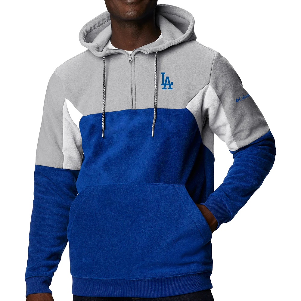Men's Columbia Royal Los Angeles Dodgers Lodge Fleece Quarter-Zip Hoodie