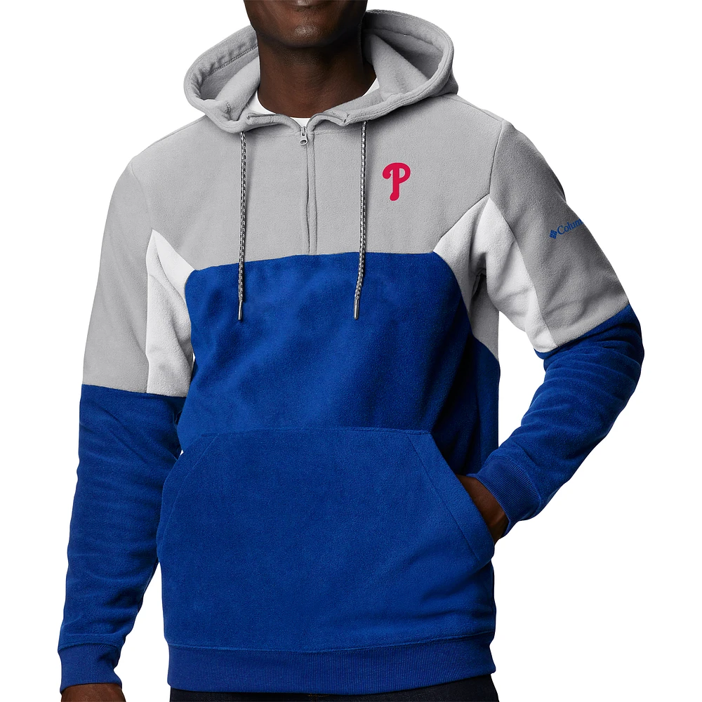Men's Columbia Royal Philadelphia Phillies Lodge Fleece Quarter-Zip Hoodie