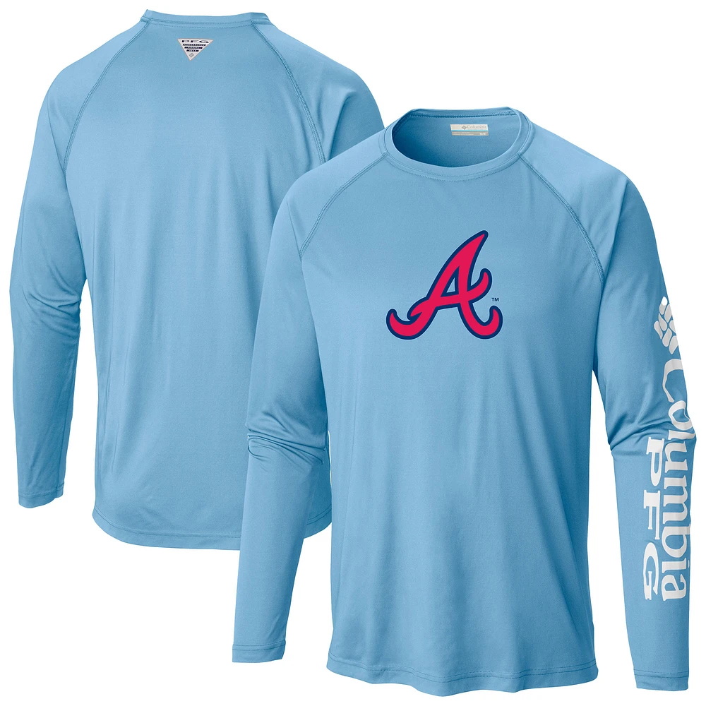 Men's Columbia Light Blue Atlanta Braves Terminal Tackle Long Sleeve T-Shirt