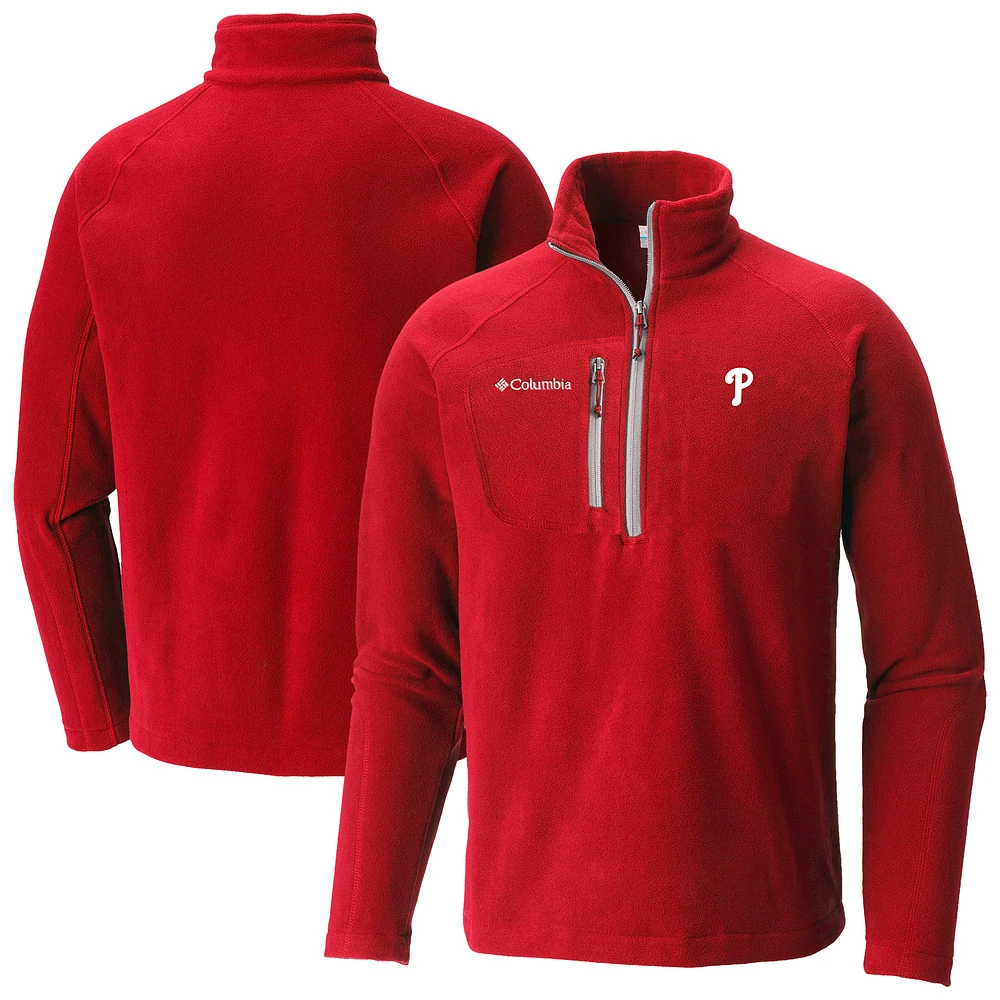 Men's Columbia Red Philadelphia Phillies Fast Trek III Half-Zip Fleece Pullover