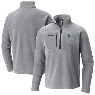 Men's Columbia Gray Los Angeles Dodgers Fast Trek III Half-Zip Fleece Pullover