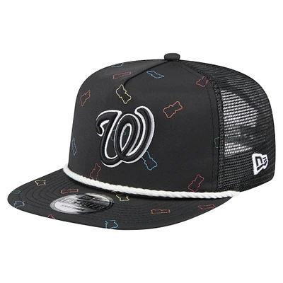 Men's New Era Black Washington Nationals Gummy Golfer Trucker Adjustable Hat