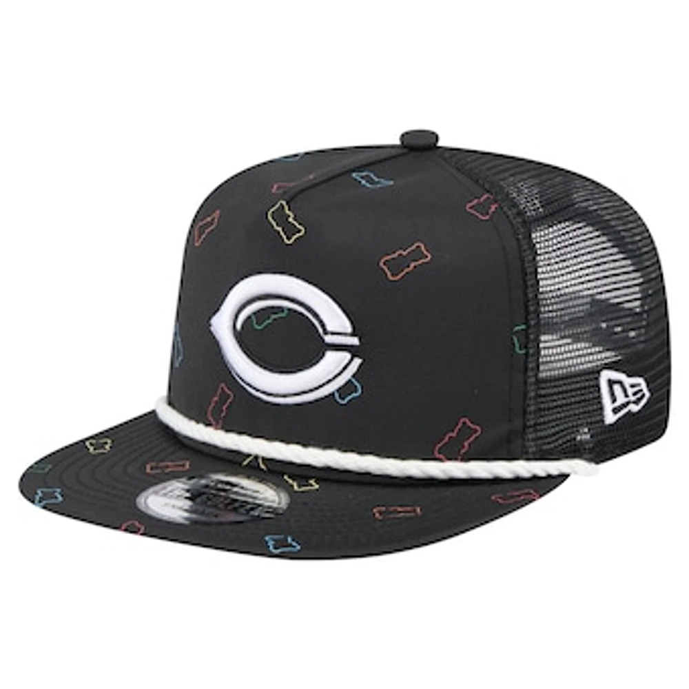 Men's New Era Black Cincinnati Reds Gummy Golfer Trucker Snapback Hat