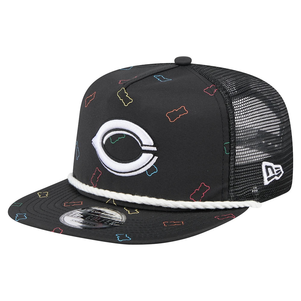 Men's New Era Black Cincinnati Reds Gummy Golfer Trucker Snapback Hat
