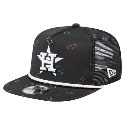 Men's New Era Black Houston Astros Gummy Golfer Trucker Adjustable Hat