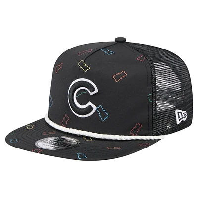 Men's New Era Black Chicago Cubs Gummy Golfer Trucker Snapback Hat