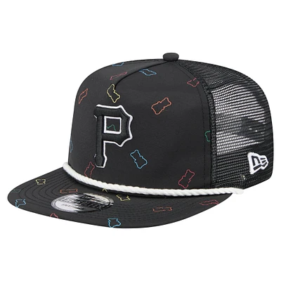 Men's New Era Black Pittsburgh Pirates Gummy Golfer Trucker Snapback Hat