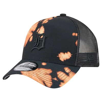 Men's New Era Black Detroit Tigers Bleached A-Frame 9FORTY Adjustable Hat