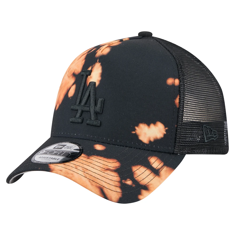 Men's New Era Black Los Angeles Dodgers Bleached A-Frame 9FORTY Adjustable Hat