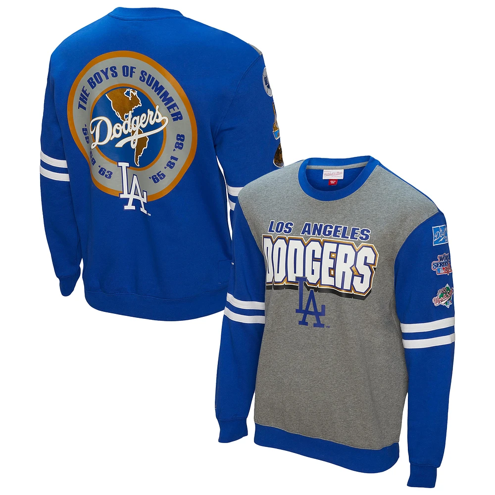 Men's Mitchell & Ness Gray Los Angeles Dodgers Allover 2.0 Pullover Sweatshirt