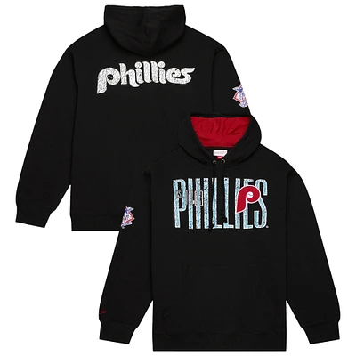 Men's Mitchell & Ness Black Philadelphia Phillies Team OG 2.0 Fleece Pullover Hoodie
