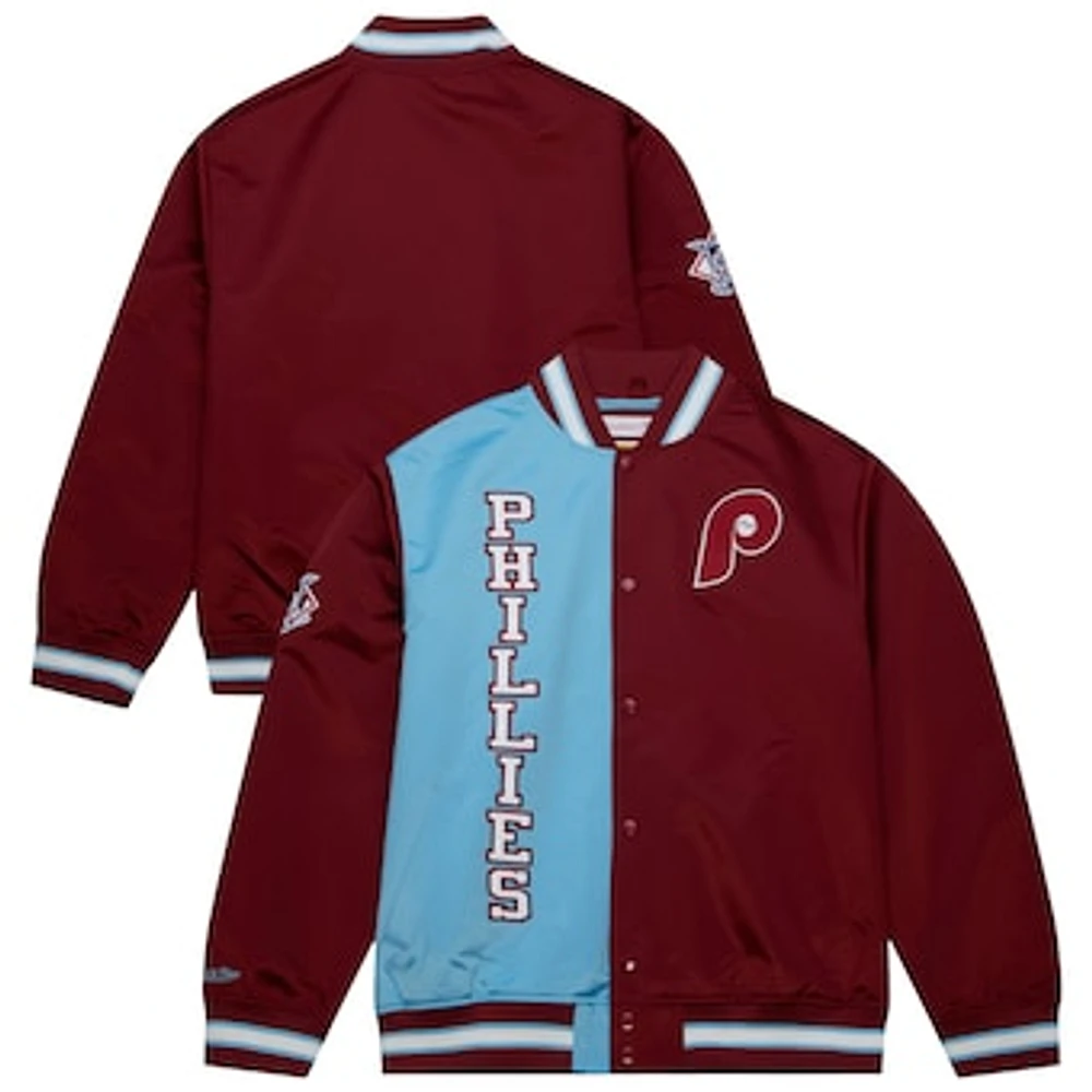 Men's Mitchell & Ness Burgundy Philadelphia Phillies Team OG 2.0 Satin Full-Snap Jacket