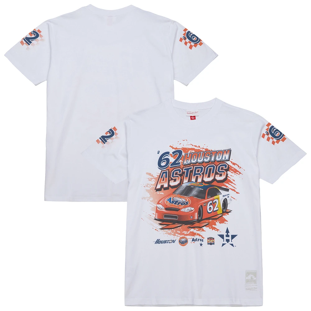 Men's Mitchell & Ness White Houston Astros Speedway Car T-Shirt