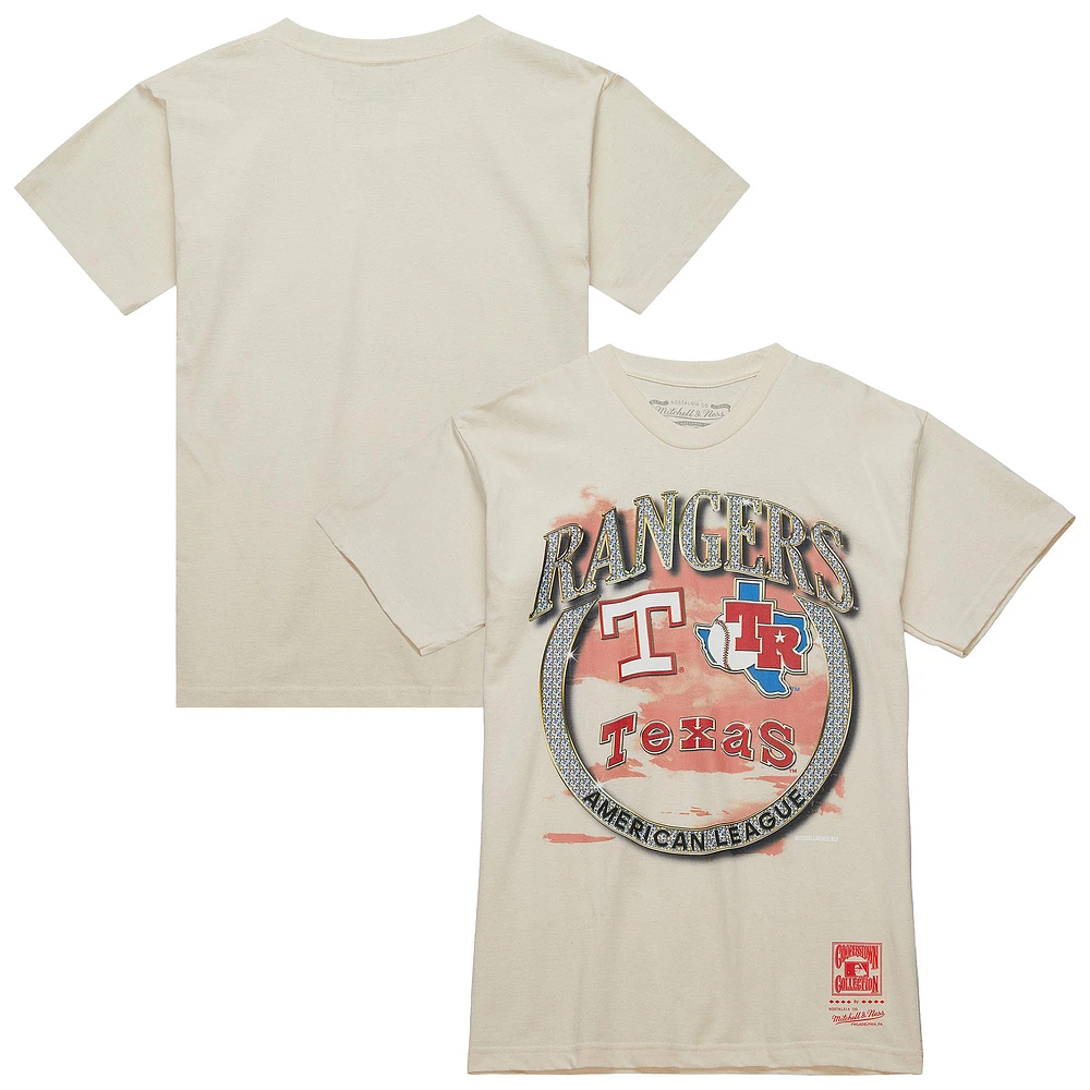 Men's Mitchell & Ness Cream Texas Rangers Cooperstown Collection Crown Jewels T-Shirt