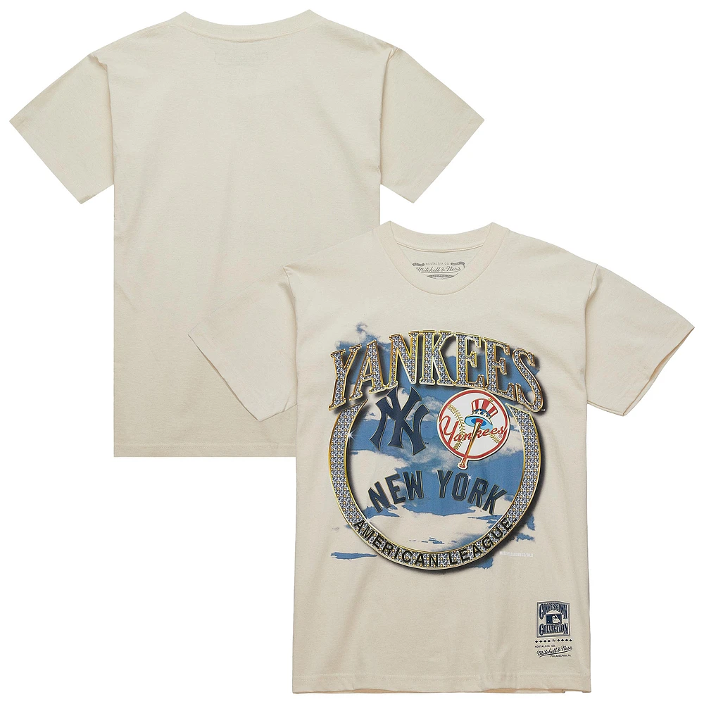 Men's Mitchell & Ness Cream New York Yankees Cooperstown Collection Crown Jewels T-Shirt