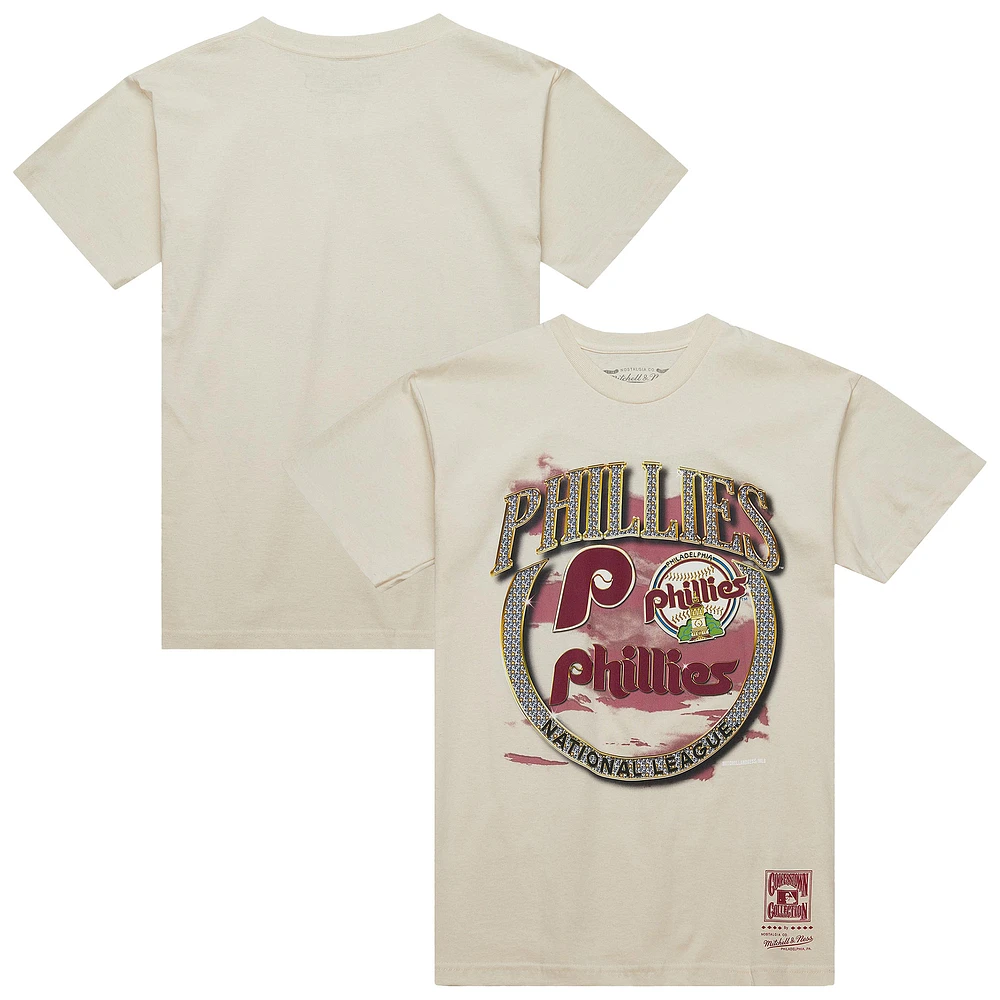 Men's Mitchell & Ness Cream Philadelphia Phillies Cooperstown Collection Crown Jewels T-Shirt