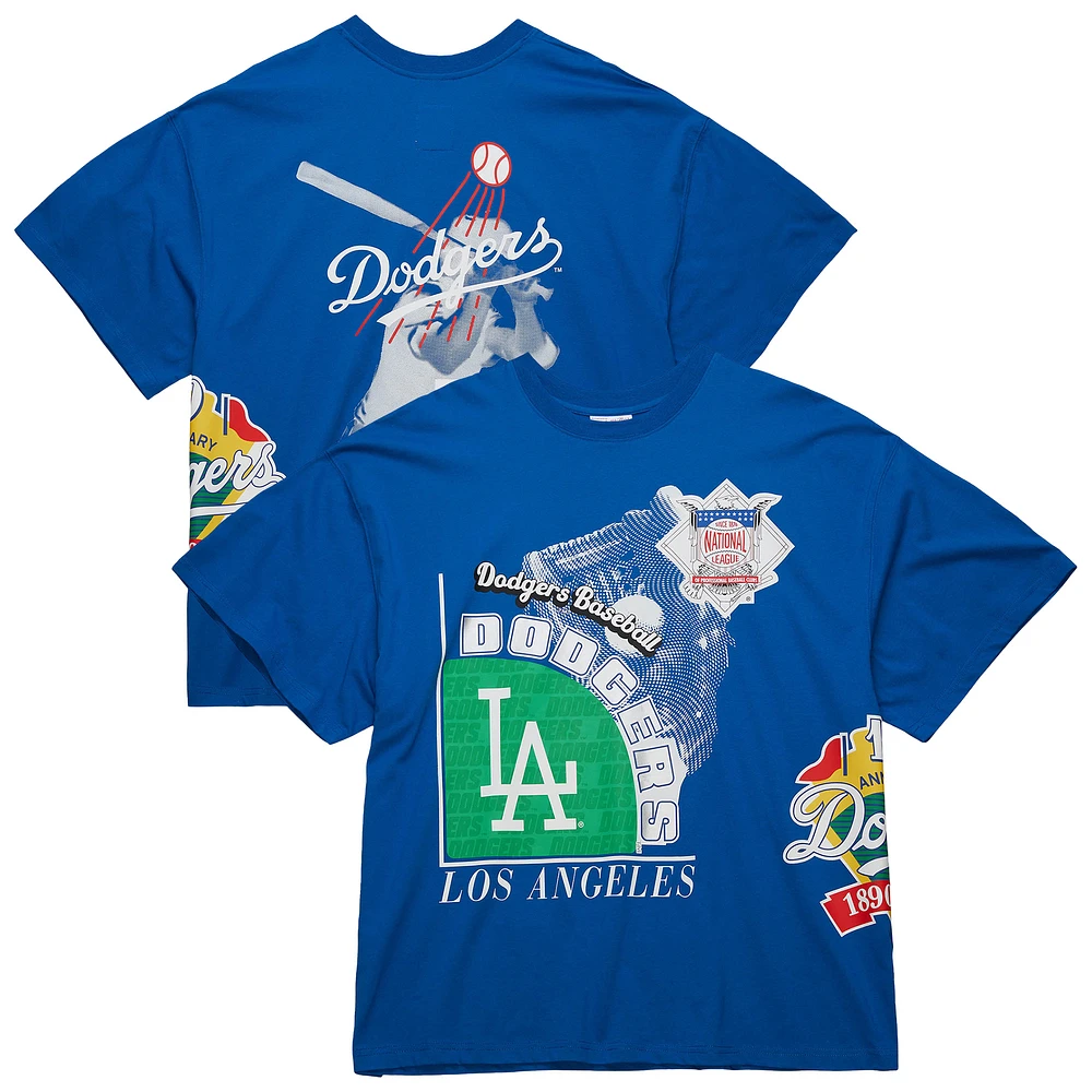 Men's Mitchell & Ness Blue Los Angeles Dodgers Cooperstown Collection Logo Blast T-Shirt