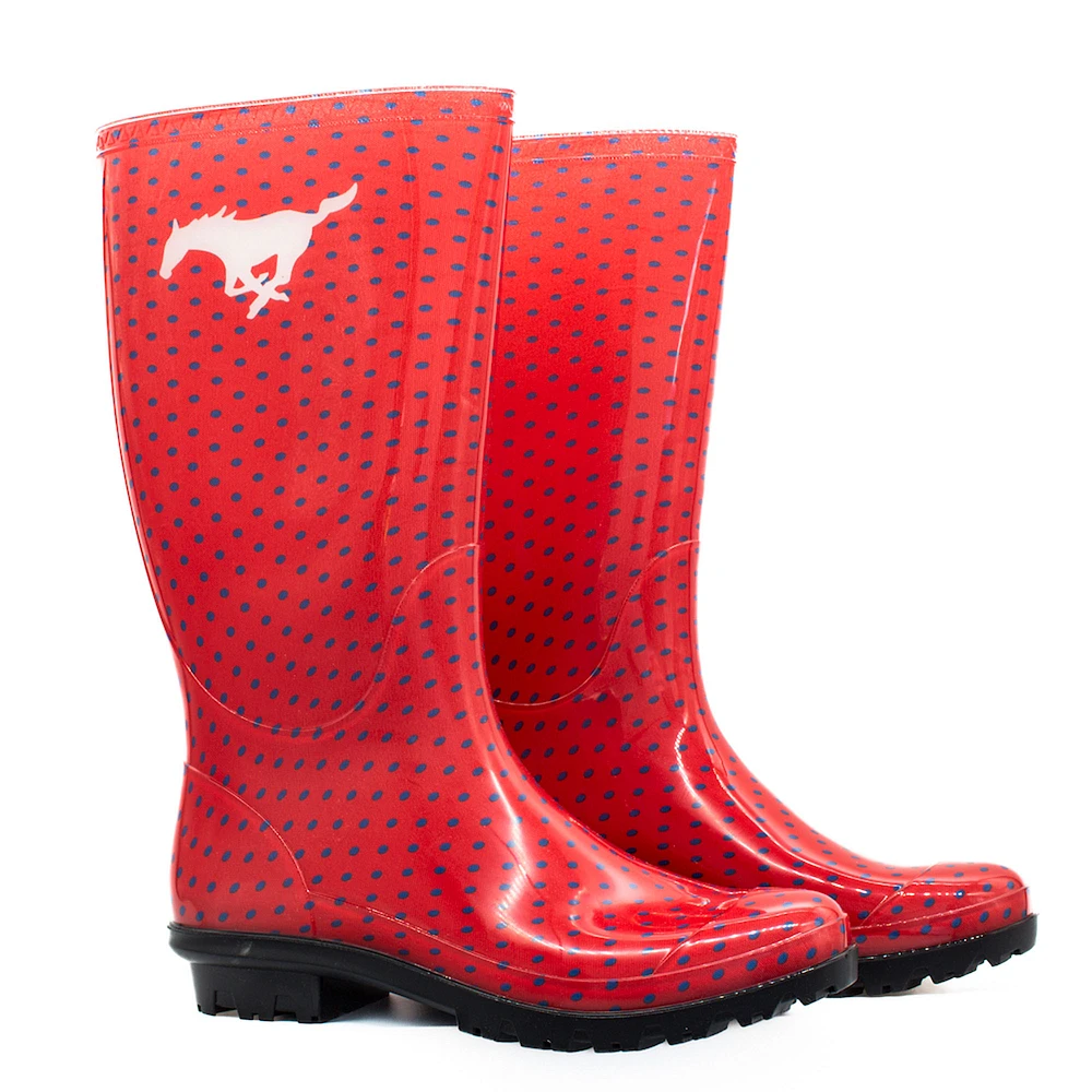 Women's Red SMU Mustangs Rain Boots
