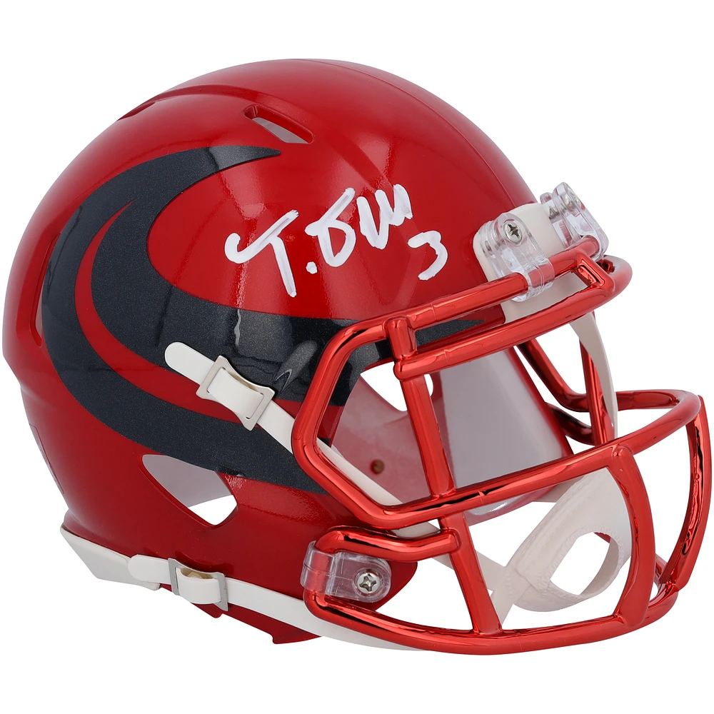 Tank Dell Houston Texans Autographed Riddell Alternate Speed Mini Helmet
