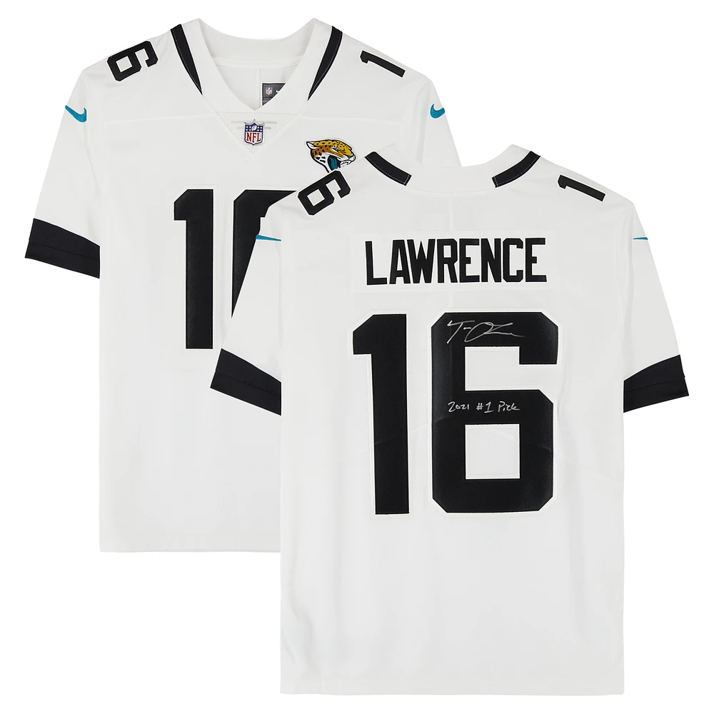Trevor Lawrence Jacksonville Jaguars Autographed White Nike Limited Jersey with "2021 #1 Pick" Inscription