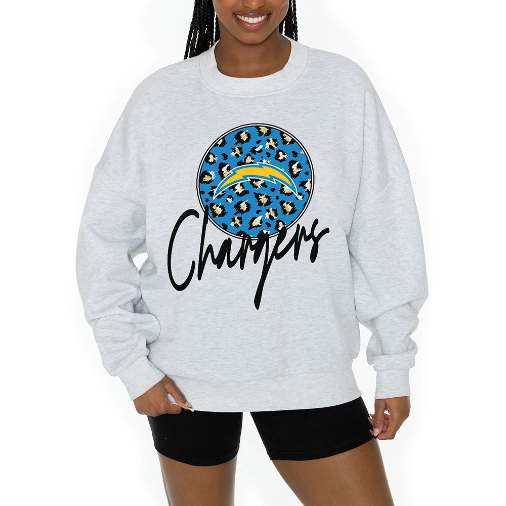 Unisex Gameday Couture Ash Los Angeles Chargers Going Wild Premium Fleece Pullover Sweatshirt