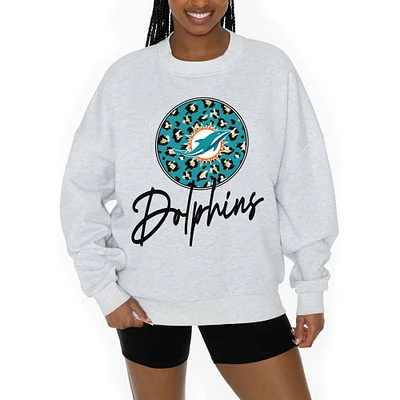 Unisex Gameday Couture Ash Miami Dolphins Going Wild Premium Fleece Pullover Sweatshirt