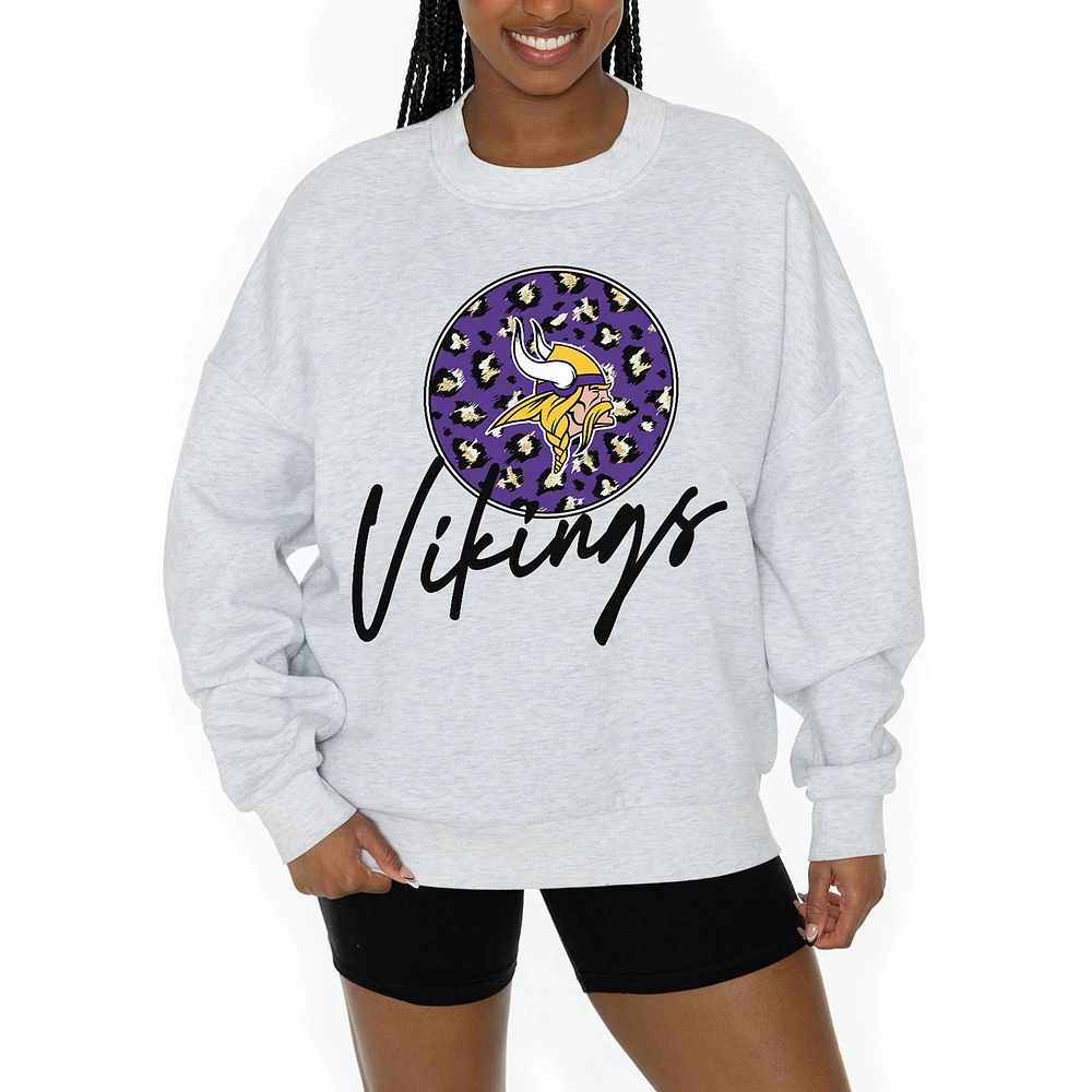 Unisex Gameday Couture Ash Minnesota Vikings Going Wild Premium Fleece Pullover Sweatshirt