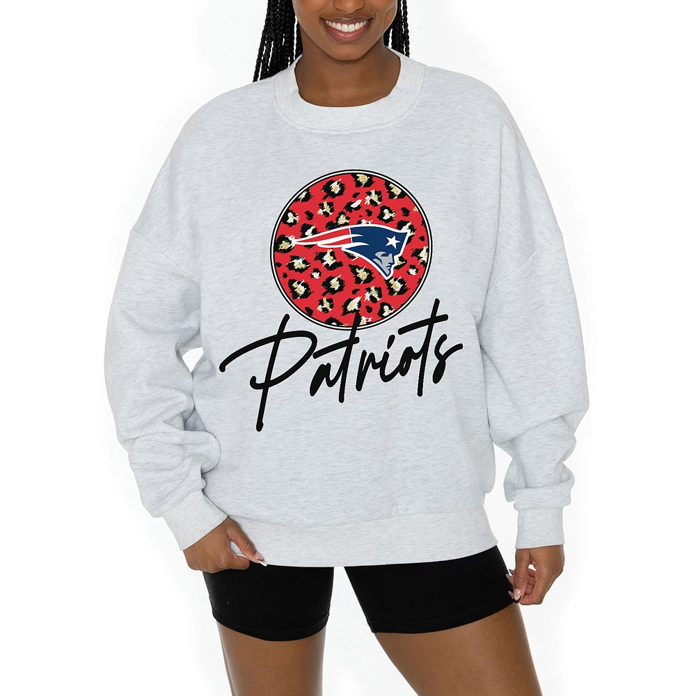 Unisex Gameday Couture Ash New England Patriots Going Wild Premium Fleece Pullover Sweatshirt