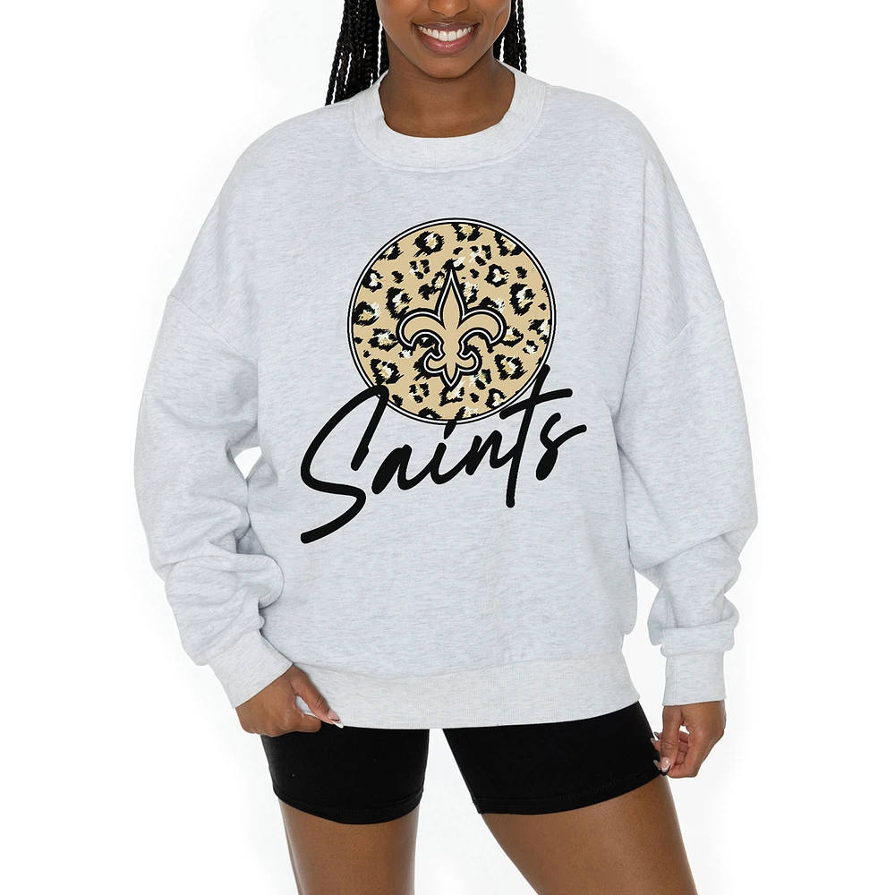Unisex Gameday Couture Ash New Orleans Saints Going Wild Premium Fleece Pullover Sweatshirt