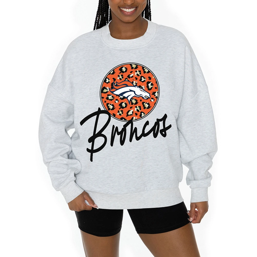 Unisex Gameday Couture Ash Denver Broncos Going Wild Premium Fleece Pullover Sweatshirt