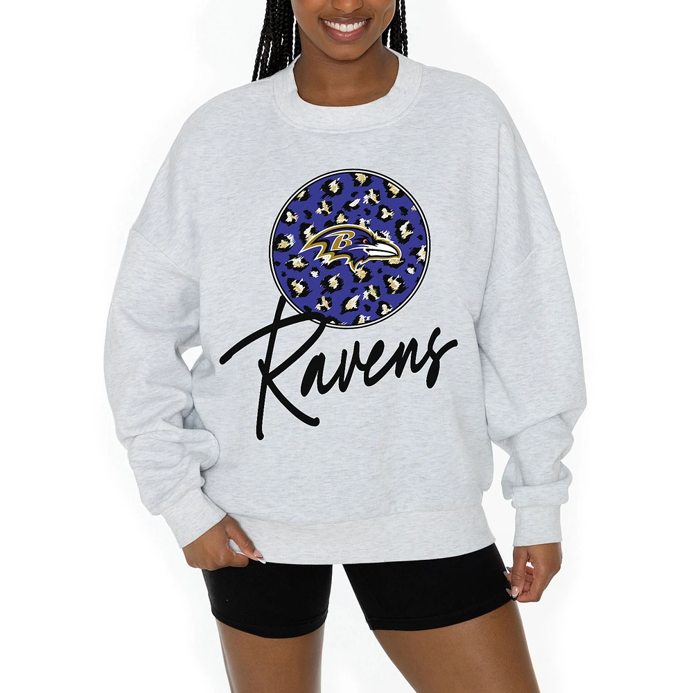 Unisex Gameday Couture Ash Baltimore Ravens Going Wild Premium Fleece Pullover Sweatshirt
