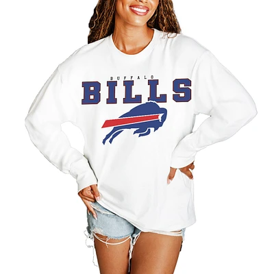 Women's Gameday Couture White Buffalo Bills Big Goals Oversized Long Sleeve T-Shirt