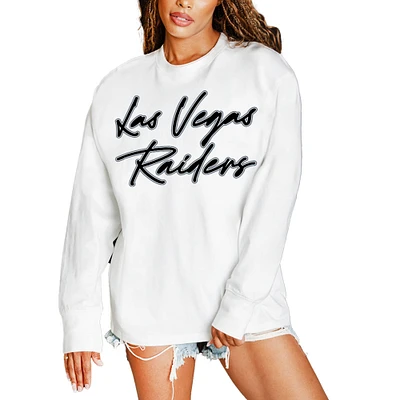 Women's Gameday Couture White Las Vegas Raiders Classic Comeback Oversized Long Sleeve T-Shirt
