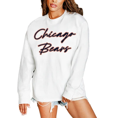 Women's Gameday Couture White Chicago Bears Classic Comeback Oversized Long Sleeve T-Shirt