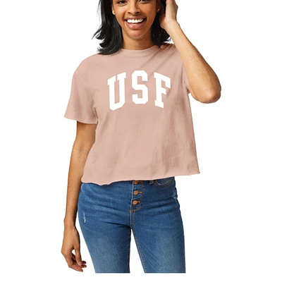 Women's League Collegiate Wear Light Pink South Florida Bulls Clothesline Cotton Cropped T-Shirt