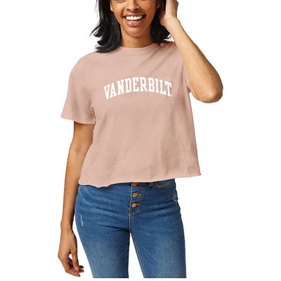 Women's League Collegiate Wear Light Pink Vanderbilt Commodores Clothesline Cotton Cropped T-Shirt