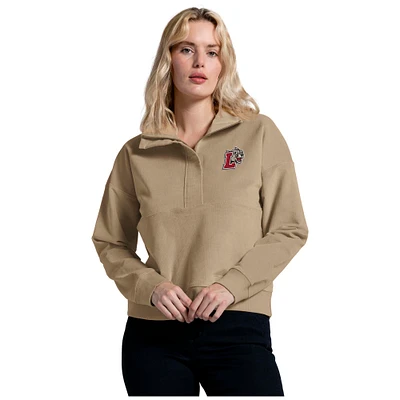 Women's League Collegiate Wear Tan Lafayette College Leopards Half-Zip Sweatshirt
