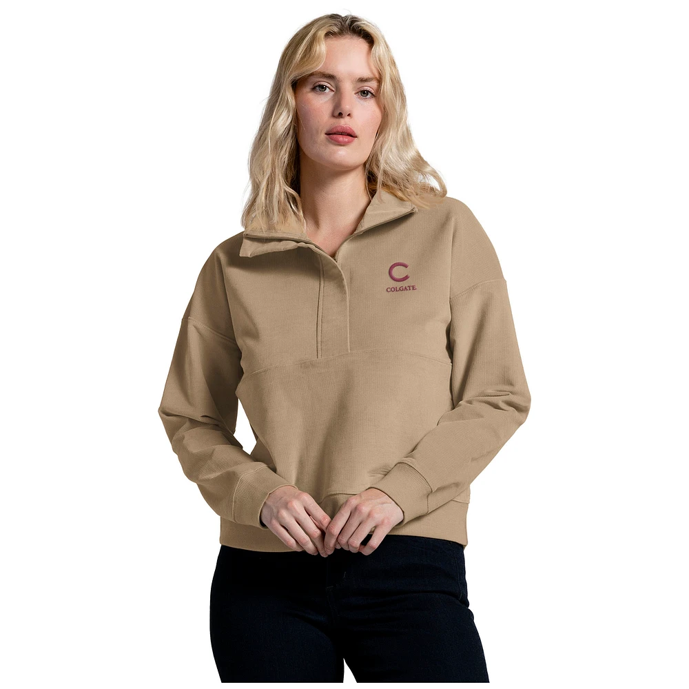 Women's League Collegiate Wear Tan Colgate Raiders Half-Zip Sweatshirt