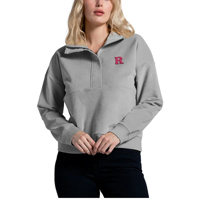 Women's League Collegiate Wear Gray Rutgers Scarlet Knights Stretch Cord Half-Zip Sweatshirt