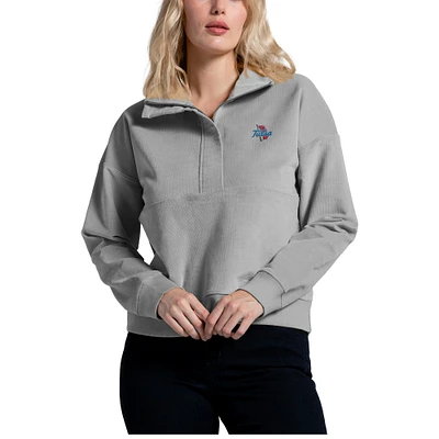 Women's League Collegiate Wear Gray Tulsa Golden Hurricane Stretch Cord Half-Zip Sweatshirt